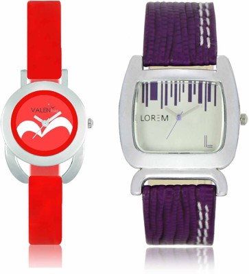 LOREM WAT-W06-0207-W07-0019-COMBOLOREMSilver::Red Designer Stylish Shape Best Offer Combo Beautiful Watch  - For Women   Watches  (LOREM)