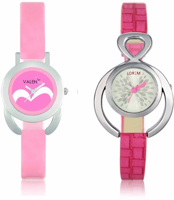 LOREM WAT-W06-0205-W07-0018-COMBOLOREMSilver::Pink Designer Stylish Shape Best Offer Combo Beautiful Watch  - For Women   Watches  (LOREM)