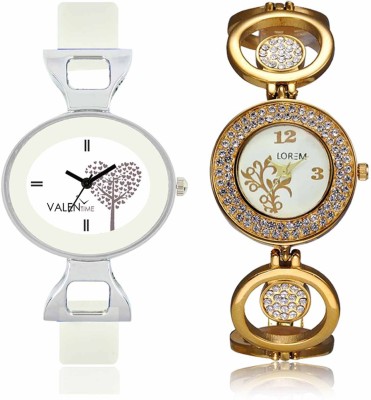 LOREM WAT-W06-0204-W07-0032-COMBOLOREMWhite::White Designer Stylish Shape Best Offer Bracelet Combo Watch  - For Women   Watches  (LOREM)