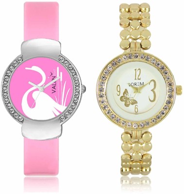 LOREM WAT-W06-0203-W07-0024-COMBOLOREMWhite::Pink Designer Stylish Shape Best Offer Bracelet Combo Watch  - For Women   Watches  (LOREM)