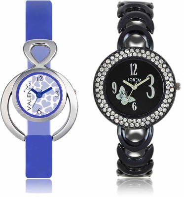 LOREM WAT-W06-0201-W07-0012-COMBOLOREMBlack::White Designer Stylish Shape Best Offer Bracelet Combo Watch  - For Women   Watches  (LOREM)
