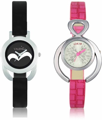 LOREM WAT-W06-0205-W07-0016-COMBOLOREMSilver::Black Designer Stylish Shape Best Offer Combo Beautiful Watch  - For Women   Watches  (LOREM)