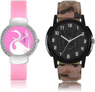 LOREM WAT-W06-0003-W07-0024-COMBOLOREMBlack::Pink Designer Stylish Shape Best Offer Combo Couple Watch  - For Men & Women   Watches  (LOREM)