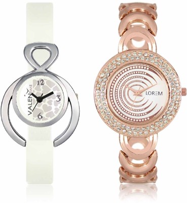 LOREM WAT-W06-0202-W07-0015-COMBOLOREMWhite::White Designer Stylish Shape Best Offer Bracelet Combo Watch  - For Women   Watches  (LOREM)