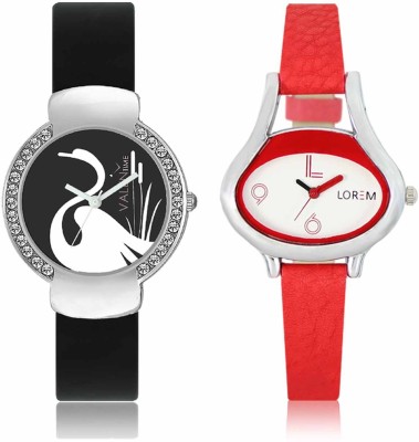 LOREM WAT-W06-0206-W07-0021-COMBOLOREMWhite::Black Designer Stylish Shape Best Offer Combo Beautiful Watch  - For Women   Watches  (LOREM)