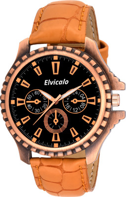 

Elvicalo ELCW05 Black Dial With AnaloguebOrange Colour Strap Watch - For Men