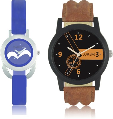 LOREM WAT-W06-0001-W07-0017-COMBOLOREMBlack::Brown::Blue Designer Stylish Shape Best Offer Combo Couple Watch  - For Men & Women   Watches  (LOREM)