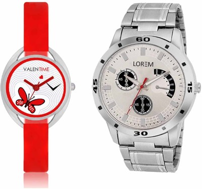 LOREM WAT-W06-0101-W07-0004-COMBOLOREMSilver::White Designer Stylish Shape Best Offer Combo Couple Watch  - For Men & Women   Watches  (LOREM)