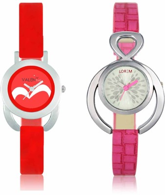 LOREM WAT-W06-0205-W07-0019-COMBOLOREMSilver::Red Designer Stylish Shape Best Offer Combo Beautiful Watch  - For Women   Watches  (LOREM)