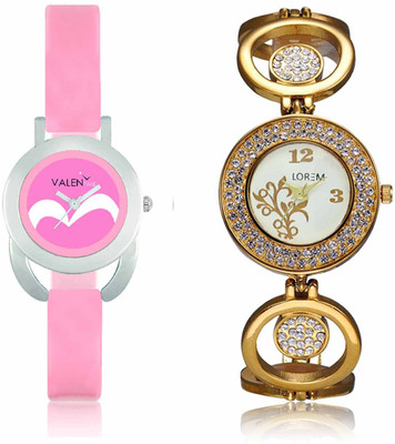 

LOREM WAT-W06-0204-W07-0018-COMBOLOREMWhite::Pink Designer Stylish Shape Best Offer Bracelet Combo Watch - For Women