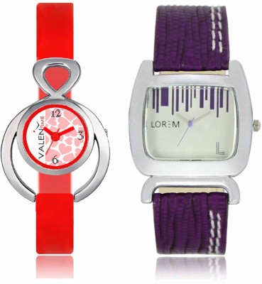 LOREM WAT-W06-0207-W07-0014-COMBOLOREMSilver::White Designer Stylish Shape Best Offer Combo Beautiful Watch  - For Women   Watches  (LOREM)
