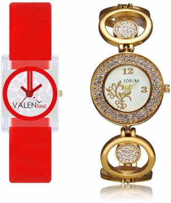 LOREM WAT-W06-0204-W07-0009-COMBOLOREMWhite::White Designer Stylish Shape Best Offer Bracelet Combo Watch  - For Women   Watches  (LOREM)