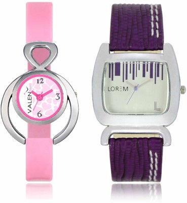 LOREM WAT-W06-0207-W07-0013-COMBOLOREMSilver::White Designer Stylish Shape Best Offer Combo Beautiful Watch  - For Women   Watches  (LOREM)