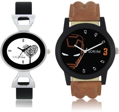 LOREM WAT-W06-0004-W07-0027-COMBOLOREMBlack::White Designer Stylish Shape Best Offer Combo Couple Watch  - For Men & Women   Watches  (LOREM)