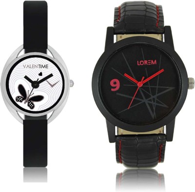 LOREM WAT-W06-0008-W07-0001-COMBOLOREMBlack::White Designer Stylish Shape Best Offer Combo Couple Watch  - For Men & Women   Watches  (LOREM)