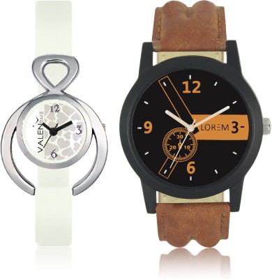 LOREM WAT-W06-0001-W07-0015-COMBOLOREMBlack::Brown::White Designer Stylish Shape Best Offer Combo Couple Watch  - For Men & Women   Watches  (LOREM)