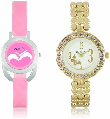 LOREM WAT-W06-0203-W07-0018-COMBOLOREMWhite::Pink Designer Stylish Shape Best Offer Bracelet Combo Watch  - For Women   Watches  (LOREM)