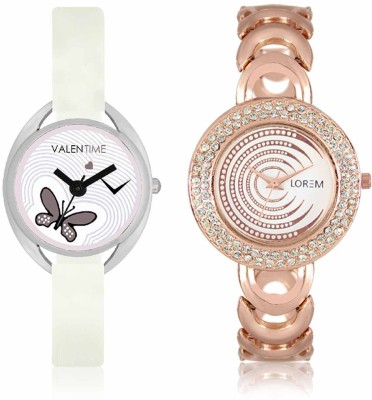 LOREM WAT-W06-0202-W07-0005-COMBOLOREMWhite::White Designer Stylish Shape Best Offer Bracelet Combo Watch  - For Women   Watches  (LOREM)