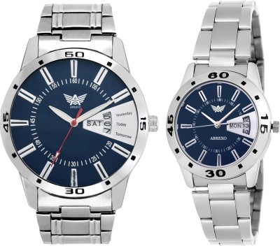 Abrexo Abx-1157BLU-DD Anniversary Combo Day and Date Series Watch  - For Men & Women   Watches  (Abrexo)