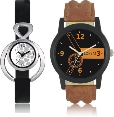 LOREM WAT-W06-0001-W07-0011-COMBOLOREMBlack::Brown::White Designer Stylish Shape Best Offer Combo Couple Watch  - For Men & Women   Watches  (LOREM)