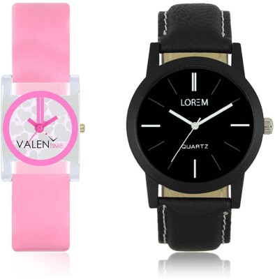 LOREM WAT-W06-0005-W07-0008-COMBOLOREMBlack::White Designer Stylish Shape Best Offer Combo Couple Watch  - For Men & Women   Watches  (LOREM)