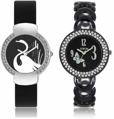 LOREM WAT-W06-0201-W07-0021-COMBOLOREMBlack::Black Designer Stylish Shape Best Offer Bracelet Combo Watch  - For Women   Watches  (LOREM)