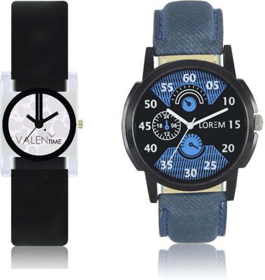 LOREM WAT-W06-0002-W07-0006-COMBOLOREMBlack::Blue::White Designer Stylish Shape Best Offer Combo Couple Watch  - For Men & Women   Watches  (LOREM)