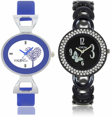 LOREM WAT-W06-0201-W07-0029-COMBOLOREMBlack::White Designer Stylish Shape Best Offer Bracelet Combo Watch  - For Women   Watches  (LOREM)