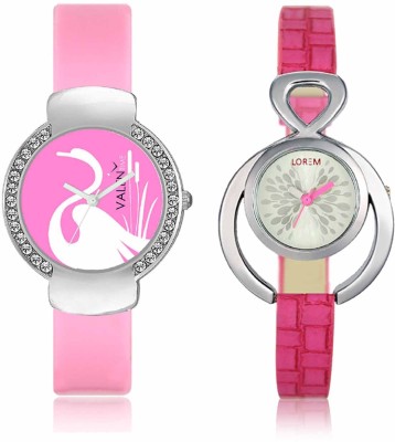 LOREM WAT-W06-0205-W07-0024-COMBOLOREMSilver::Pink Designer Stylish Shape Best Offer Combo Beautiful Watch  - For Women   Watches  (LOREM)