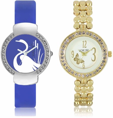 LOREM WAT-W06-0203-W07-0023-COMBOLOREMWhite::Blue Designer Stylish Shape Best Offer Bracelet Combo Watch  - For Women   Watches  (LOREM)
