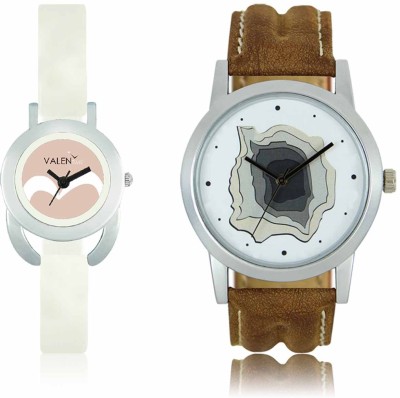 LOREM WAT-W06-0009-W07-0020-COMBOLOREMWhite::White Designer Stylish Shape Best Offer Combo Couple Watch  - For Men & Women   Watches  (LOREM)