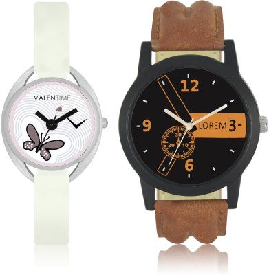 LOREM WAT-W06-0001-W07-0005-COMBOLOREMBlack::Brown::White Designer Stylish Shape Best Offer Combo Couple Watch  - For Men & Women   Watches  (LOREM)