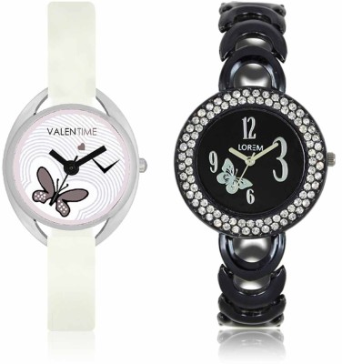 LOREM WAT-W06-0201-W07-0005-COMBOLOREMBlack::White Designer Stylish Shape Best Offer Bracelet Combo Watch  - For Women   Watches  (LOREM)