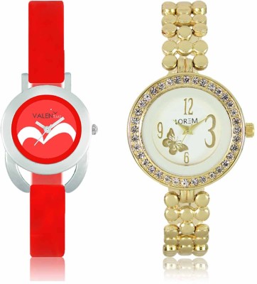 LOREM WAT-W06-0203-W07-0019-COMBOLOREMWhite::Red Designer Stylish Shape Best Offer Bracelet Combo Watch  - For Women   Watches  (LOREM)