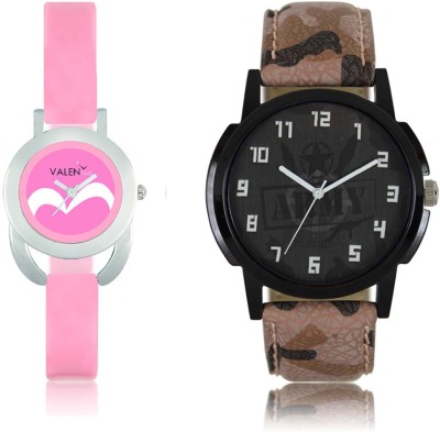 LOREM WAT-W06-0003-W07-0018-COMBOLOREMBlack::Pink Designer Stylish Shape Best Offer Combo Couple Watch  - For Men & Women   Watches  (LOREM)