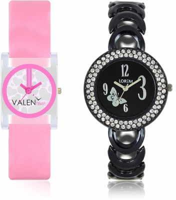 LOREM WAT-W06-0201-W07-0008-COMBOLOREMBlack::White Designer Stylish Shape Best Offer Bracelet Combo Watch  - For Women   Watches  (LOREM)