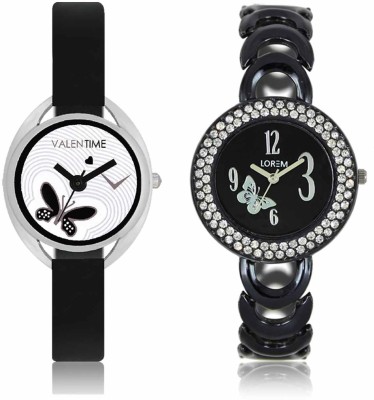 LOREM WAT-W06-0201-W07-0001-COMBOLOREMBlack::White Designer Stylish Shape Best Offer Bracelet Combo Watch  - For Women   Watches  (LOREM)