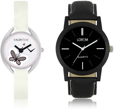LOREM WAT-W06-0005-W07-0005-COMBOLOREMBlack::White Designer Stylish Shape Best Offer Combo Couple Watch  - For Men & Women   Watches  (LOREM)