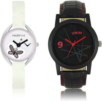 LOREM WAT-W06-0008-W07-0005-COMBOLOREMBlack::White Designer Stylish Shape Best Offer Combo Couple Watch  - For Men & Women   Watches  (LOREM)