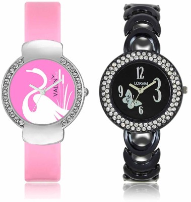 LOREM WAT-W06-0201-W07-0024-COMBOLOREMBlack::Pink Designer Stylish Shape Best Offer Bracelet Combo Watch  - For Women   Watches  (LOREM)