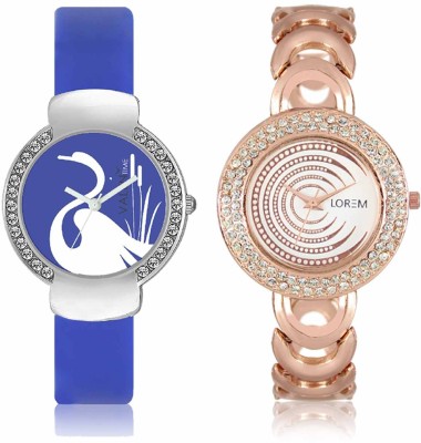 LOREM WAT-W06-0202-W07-0023-COMBOLOREMWhite::Blue Designer Stylish Shape Best Offer Bracelet Combo Watch  - For Women   Watches  (LOREM)
