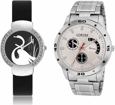 LOREM WAT-W06-0101-W07-0021-COMBOLOREMSilver::Black Designer Stylish Shape Best Offer Combo Couple Watch  - For Men & Women   Watches  (LOREM)