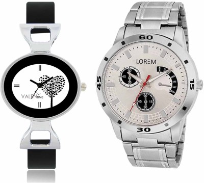 LOREM WAT-W06-0101-W07-0027-COMBOLOREMSilver::White Designer Stylish Shape Best Offer Combo Couple Watch  - For Men & Women   Watches  (LOREM)