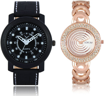 

LOREM VL15LR202 New Latest Stylish Designer Leather-Metal Belt Attractive Different Combo Watch - For Men & Women