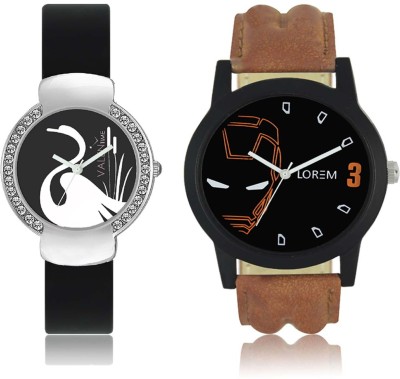 LOREM WAT-W06-0004-W07-0021-COMBOLOREMBlack::Black Designer Stylish Shape Best Offer Combo Couple Watch  - For Men & Women   Watches  (LOREM)