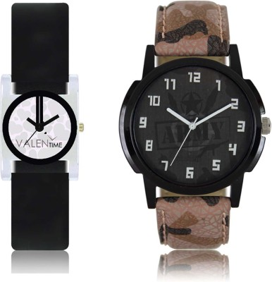 LOREM WAT-W06-0003-W07-0006-COMBOLOREMBlack::White Designer Stylish Shape Best Offer Combo Couple Watch  - For Men & Women   Watches  (LOREM)