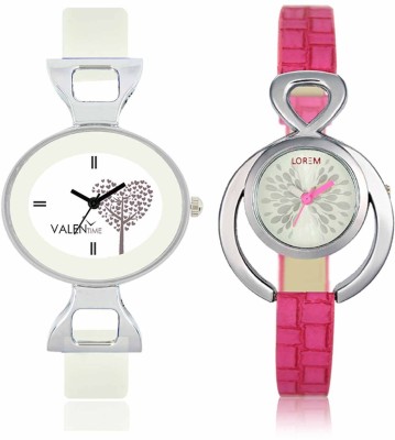 LOREM WAT-W06-0205-W07-0032-COMBOLOREMSilver::White Designer Stylish Shape Best Offer Combo Beautiful Watch  - For Women   Watches  (LOREM)