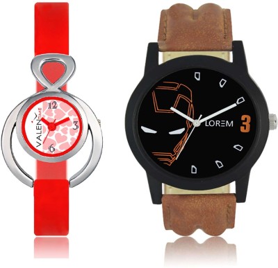 LOREM WAT-W06-0004-W07-0014-COMBOLOREMBlack::White Designer Stylish Shape Best Offer Combo Couple Watch  - For Men & Women   Watches  (LOREM)