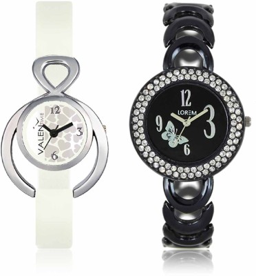 LOREM WAT-W06-0201-W07-0015-COMBOLOREMBlack::White Designer Stylish Shape Best Offer Bracelet Combo Watch  - For Women   Watches  (LOREM)