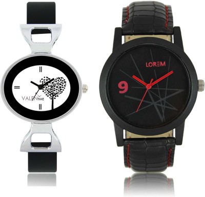 LOREM WAT-W06-0008-W07-0027-COMBOLOREMBlack::White Designer Stylish Shape Best Offer Combo Couple Watch  - For Men & Women   Watches  (LOREM)
